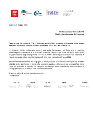 richiesta slittamento termine fruizione ferie